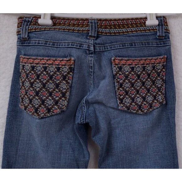 A.B.S. ALLEN B.SCHWARTZ Juniors 24 Embroidered Geometric Flare Denim Jeans 24X33 - Picture 7 of 11